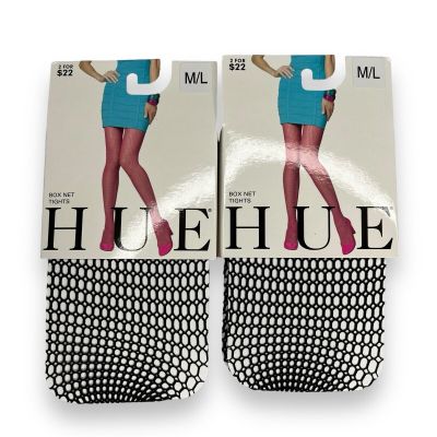 Hue Box Net Tights Women’s Size M/ L Black U13509 2 Pair Pack